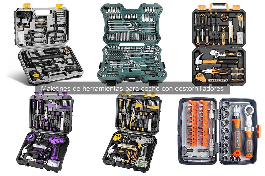 Tipos de destornilladores en maletines para coche